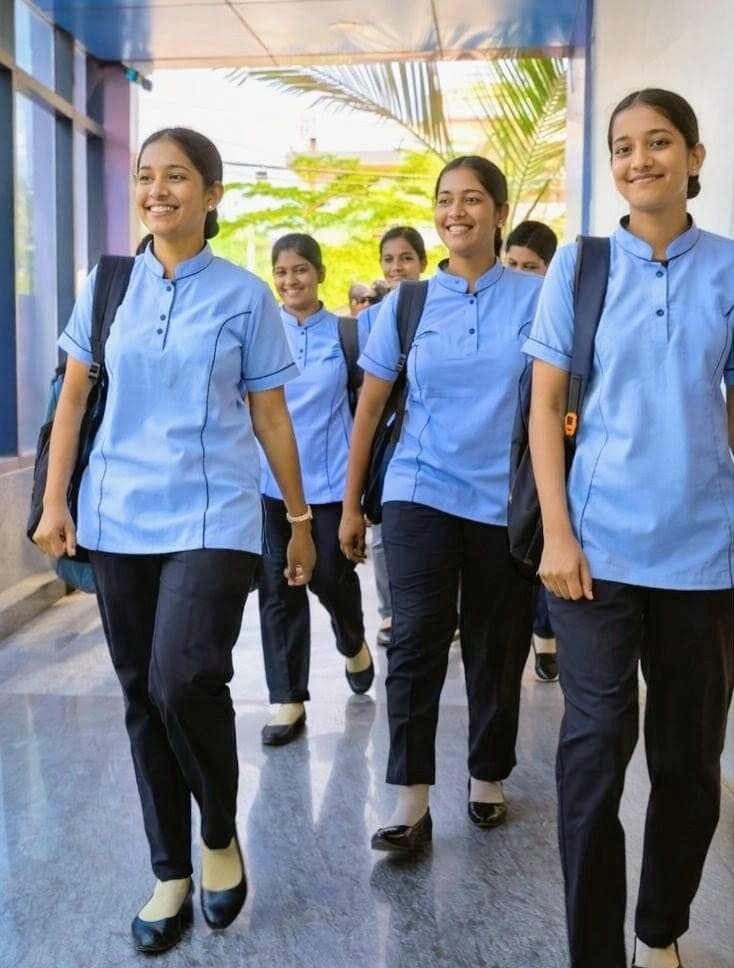 Nursing students arriving at college